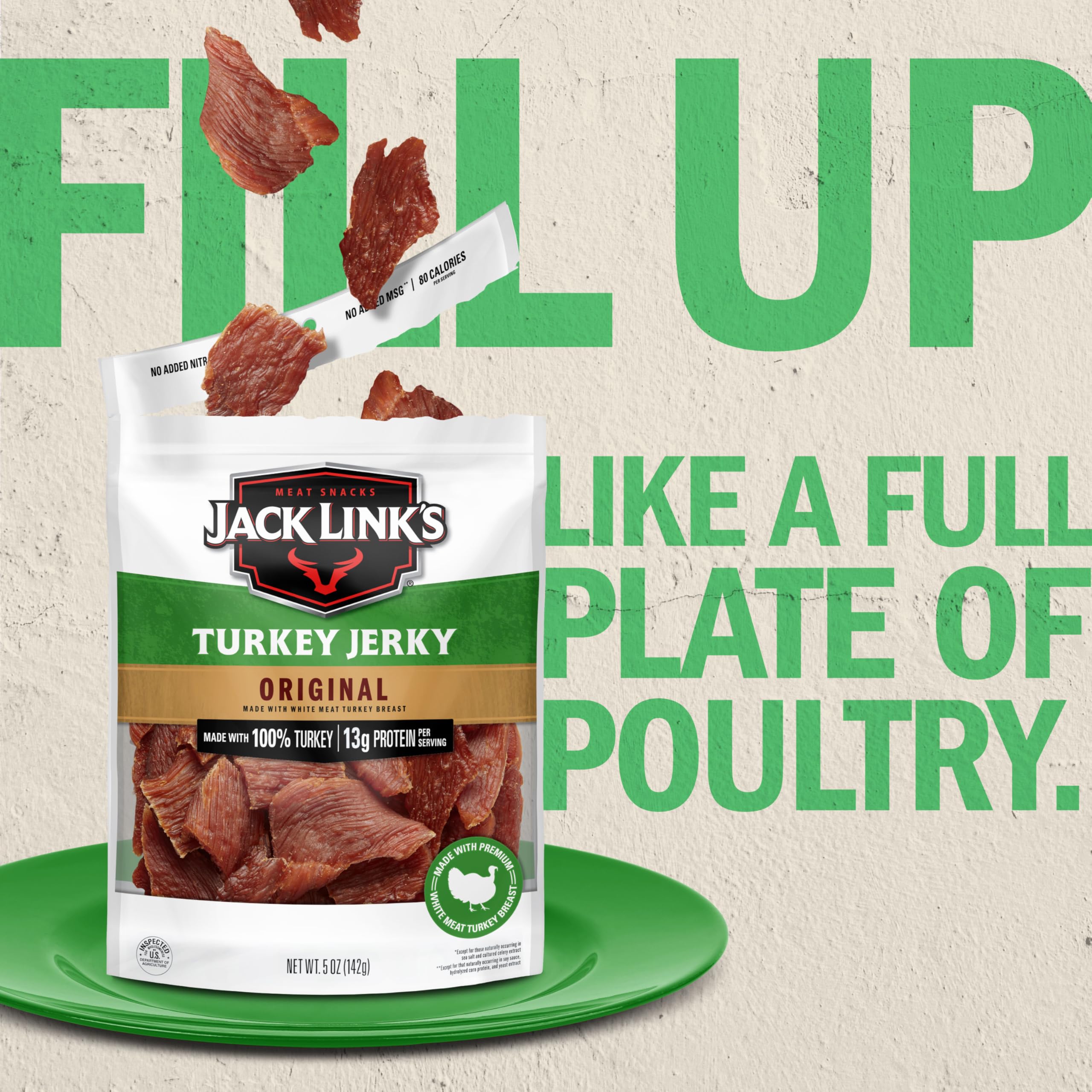Jack Link's Turkey Jerky Original 5 oz bag resealable for everyday snacking.