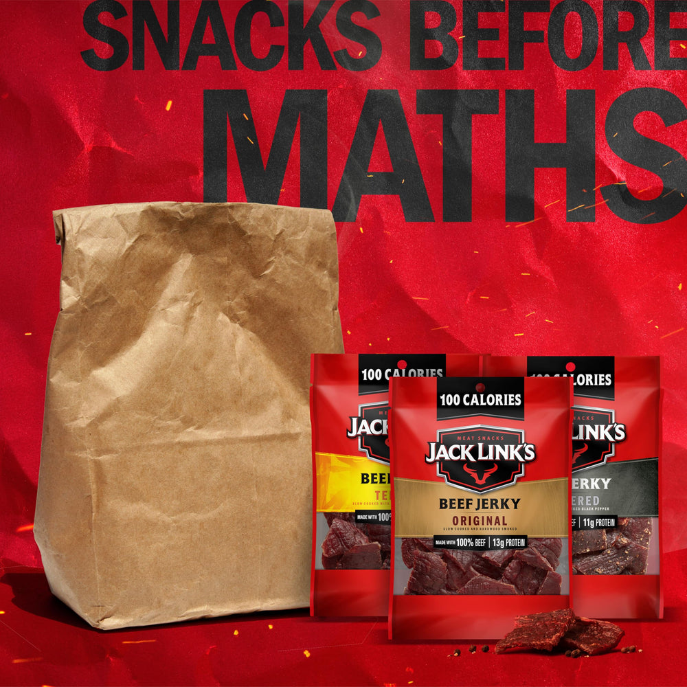 Jack Link's 100% beef jerky, lean cuts for satisfying bites.
