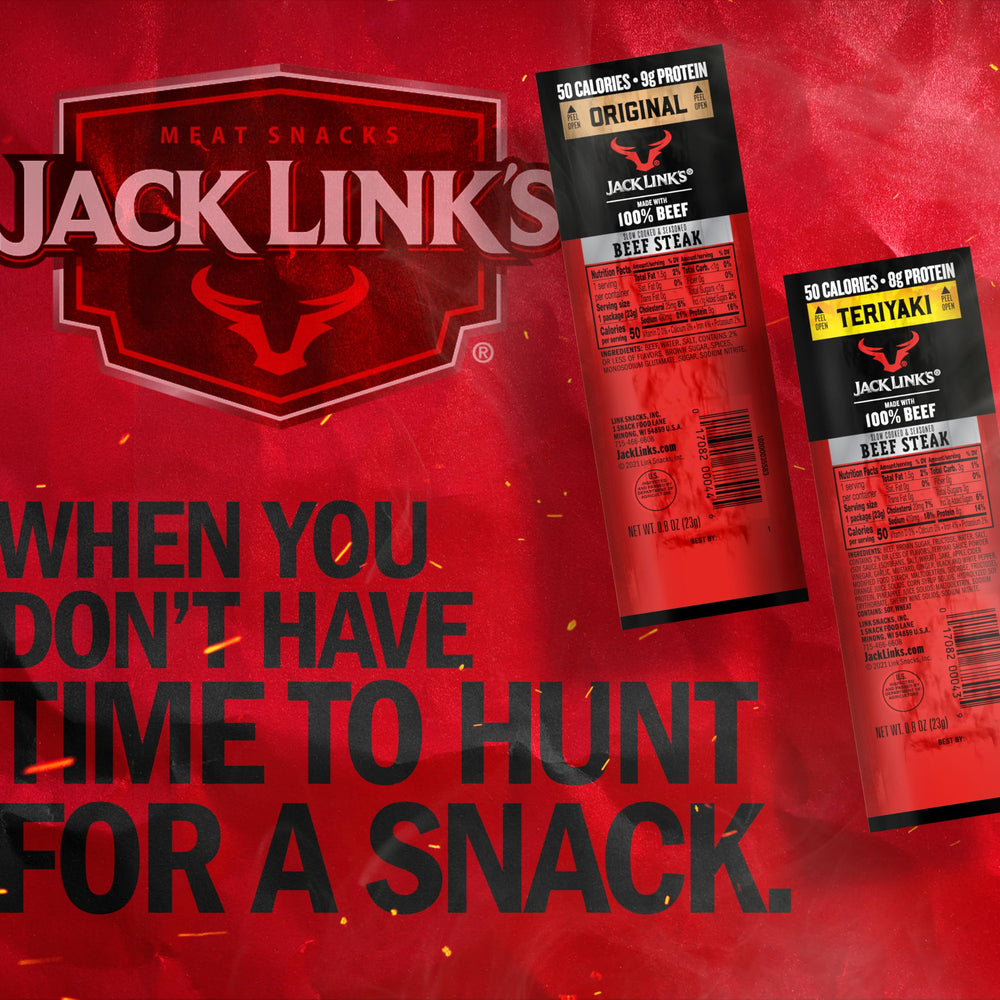 Jack Link's 100-percent beef steaks highlight quality and protein.