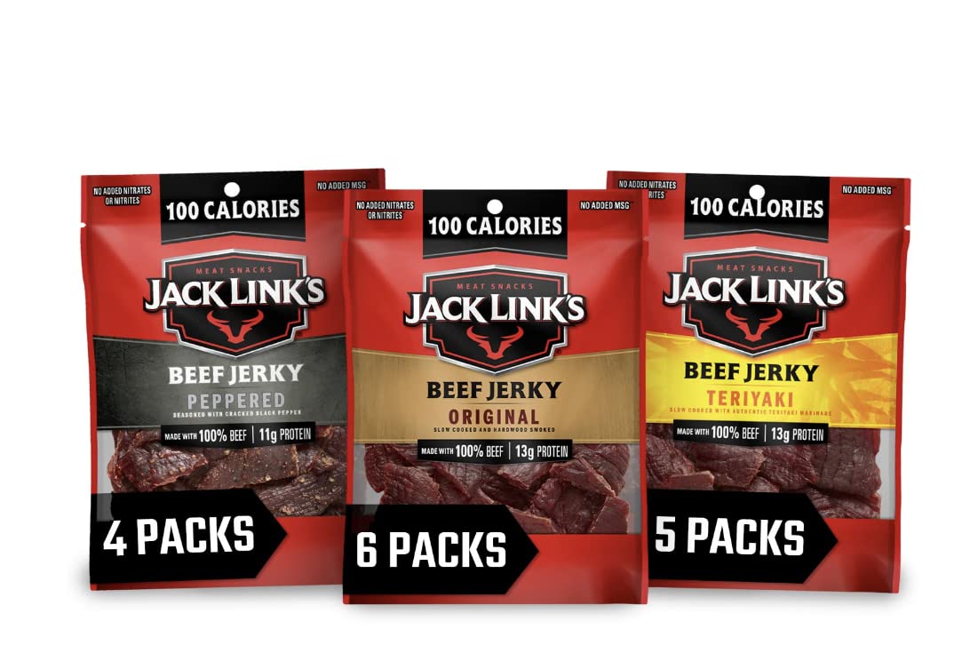 Jack Link's Original beef jerky bag, convenient on-the-go protein snack.