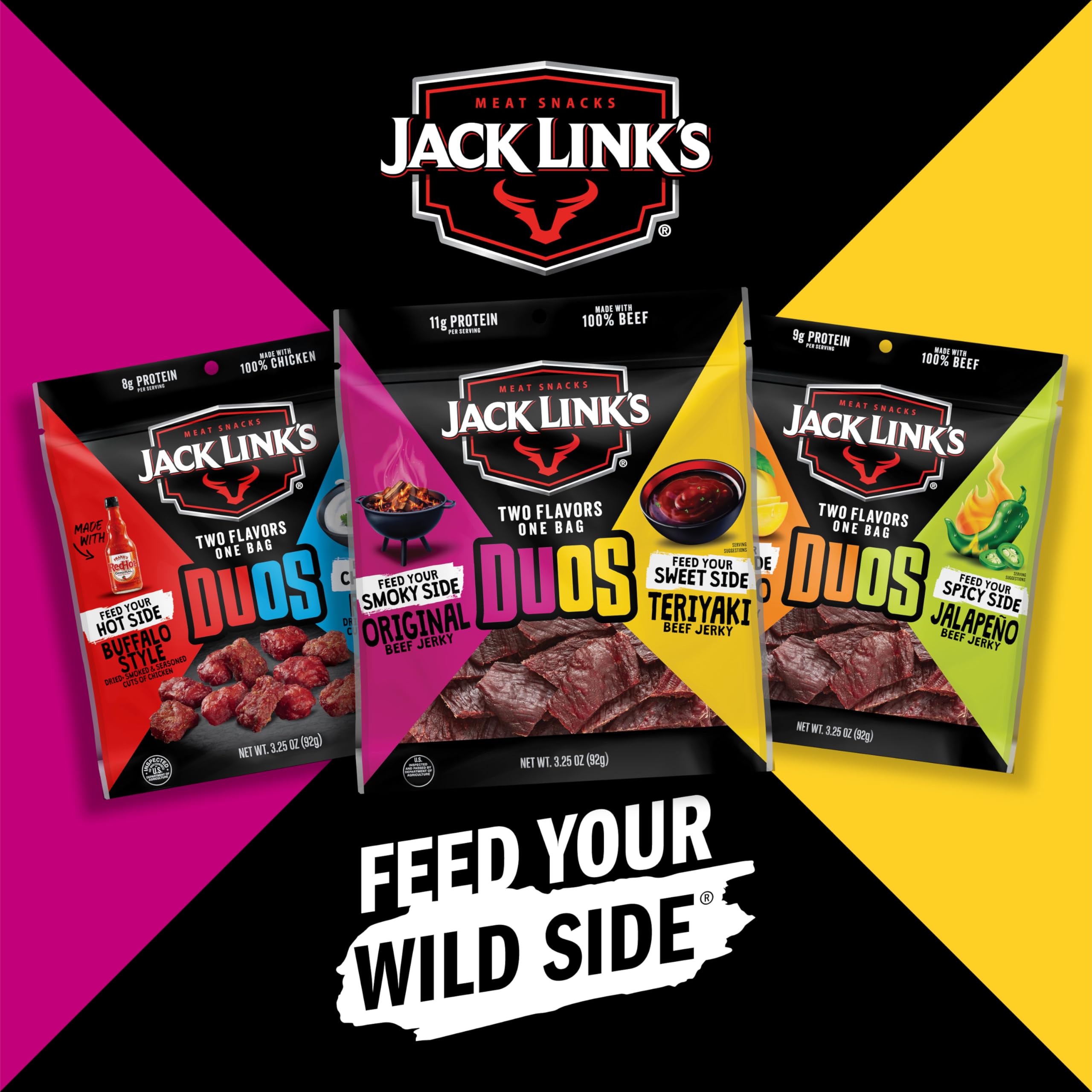 Jack Link's DUOs bulk pack shelf display for pantry or travel