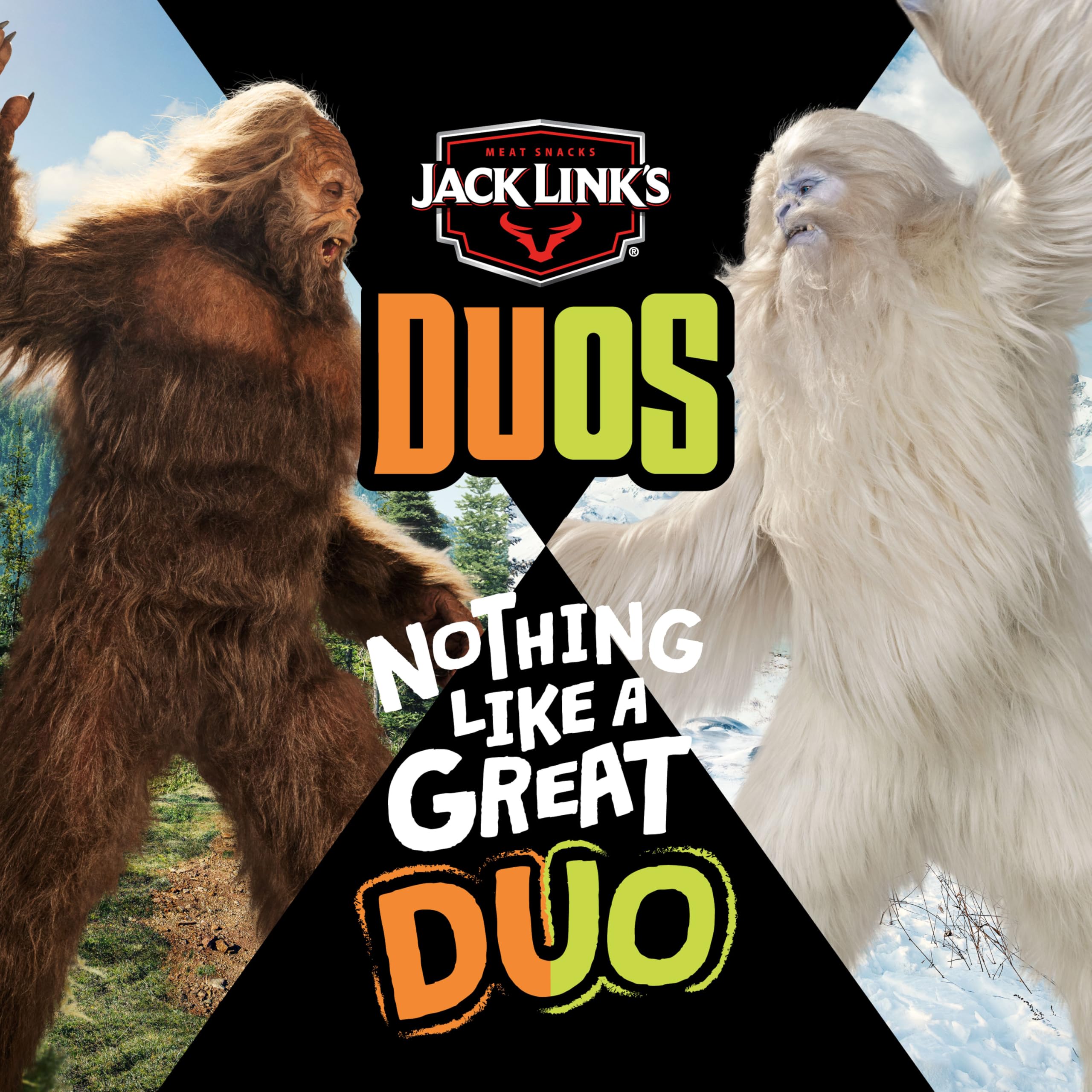 Four-pack bulk display of Jack Link's DUOs ready for sharing.