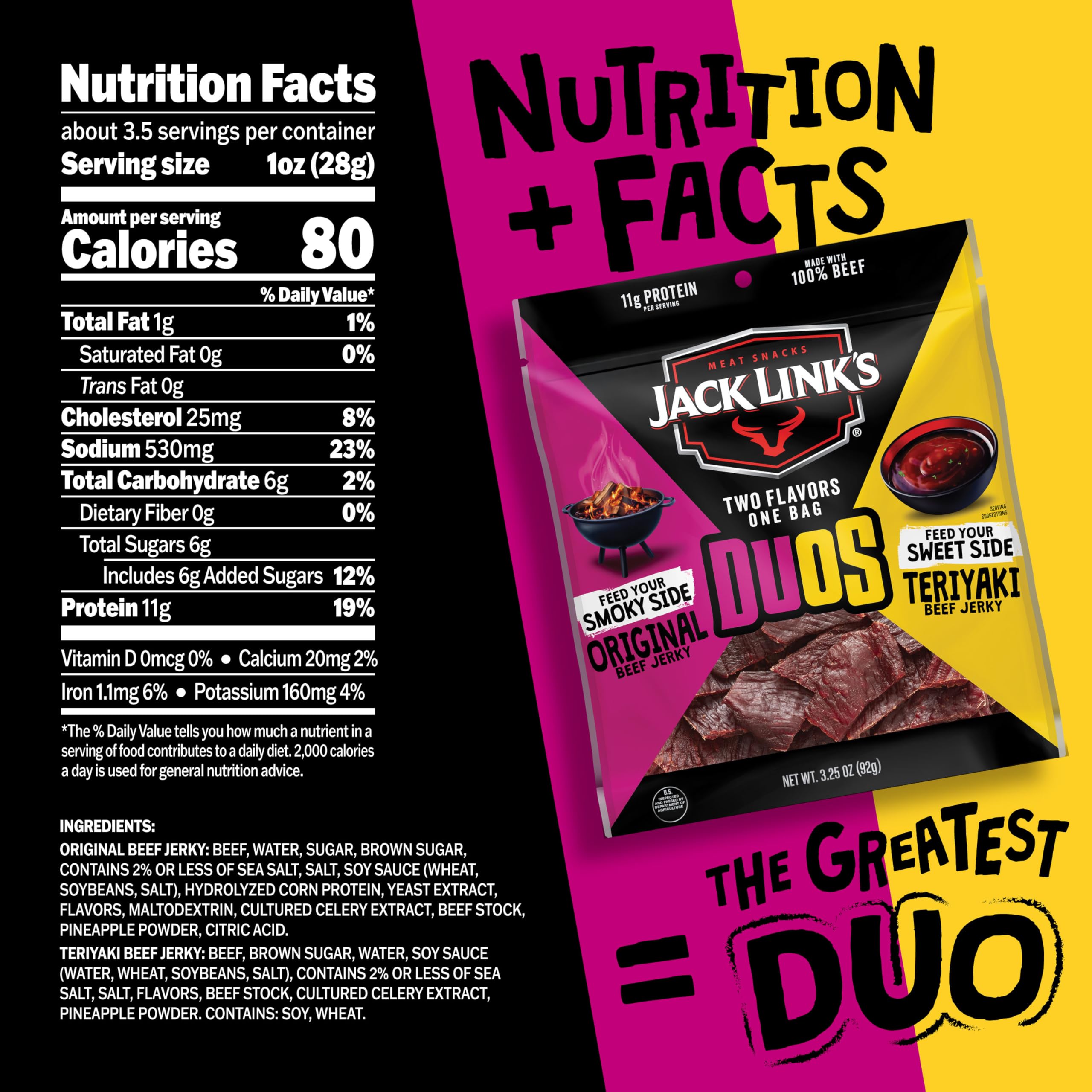 Jack Link's DUOs bag open reveals two-flavor jerky for craving variety