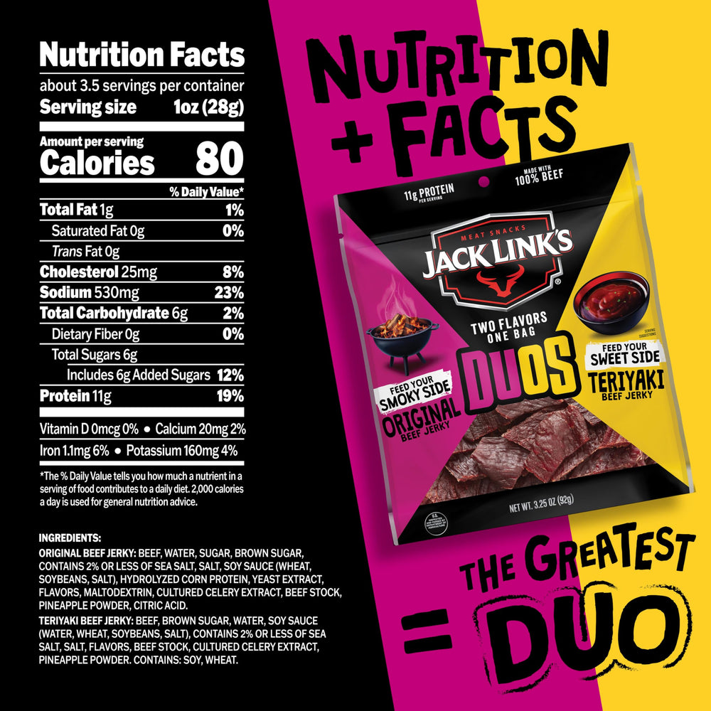 Jack Link's DUOs bag open reveals two-flavor jerky for craving variety