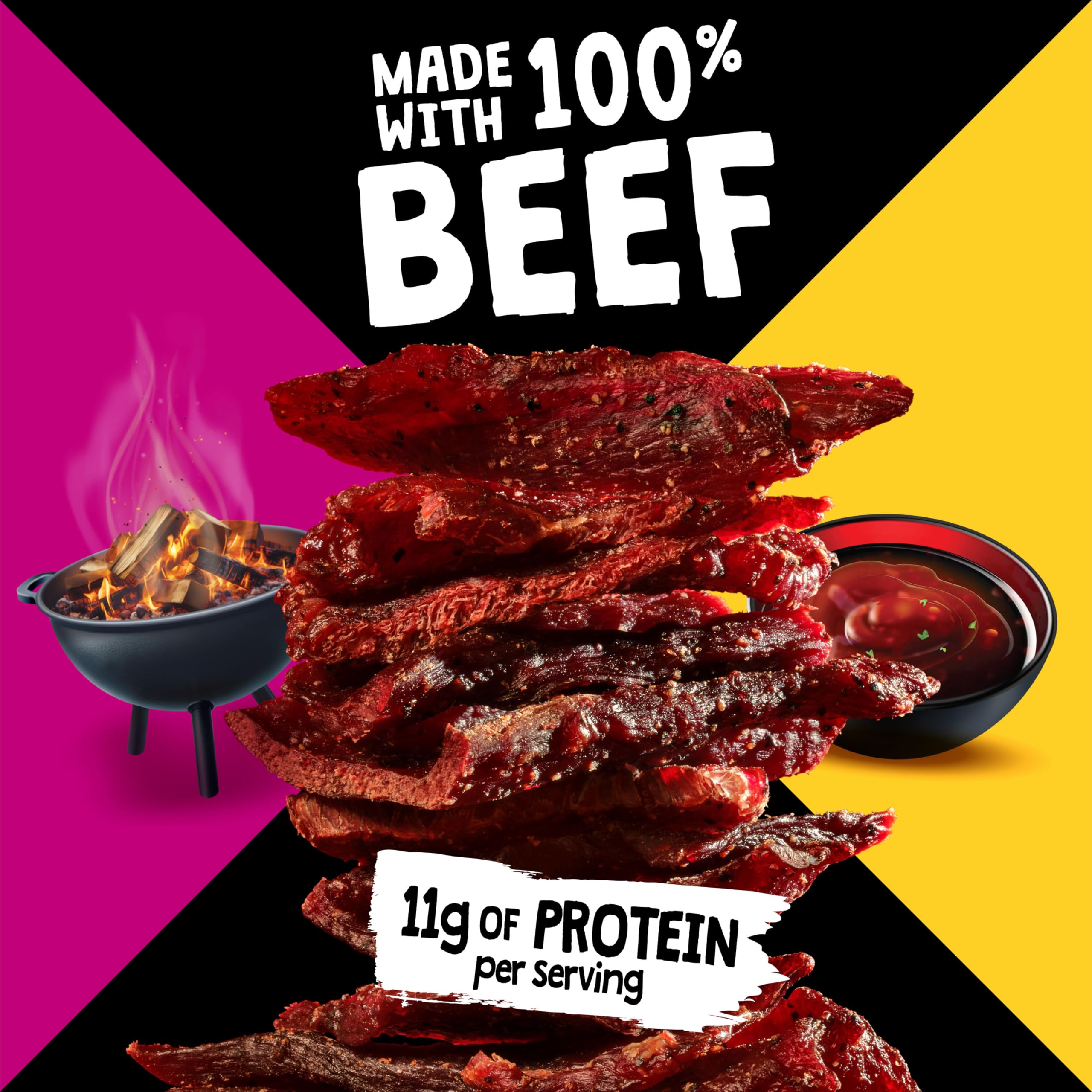 Jack Link's DUOs jerky close-up highlights premium beef quality