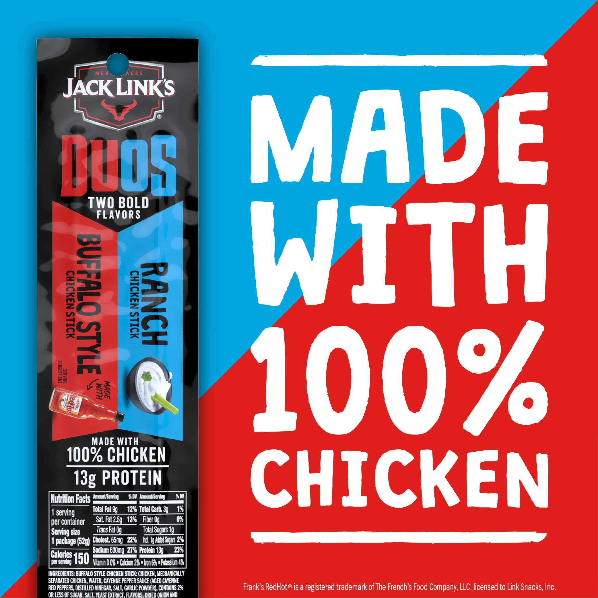 Jack Link's DUOs two sticks per package for convenient snacking