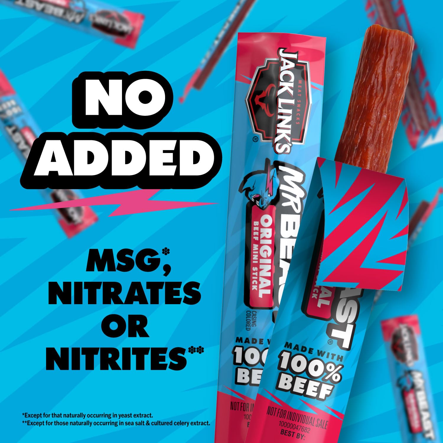 Brand logo on package communicates MrBeast collaboration