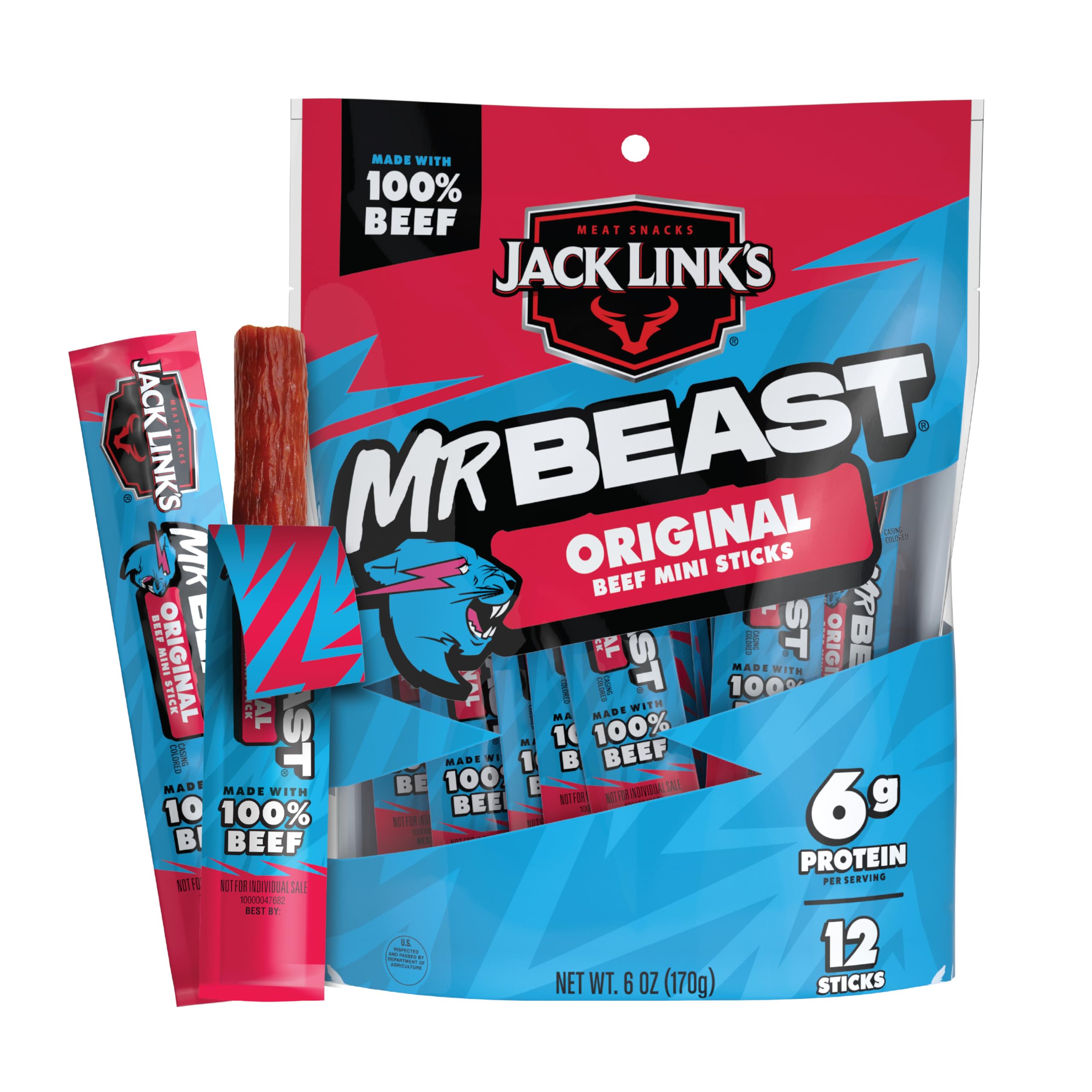 Jack Link’s MrBeast Original Mini Beef Sticks packaging for pantry-ready snacking