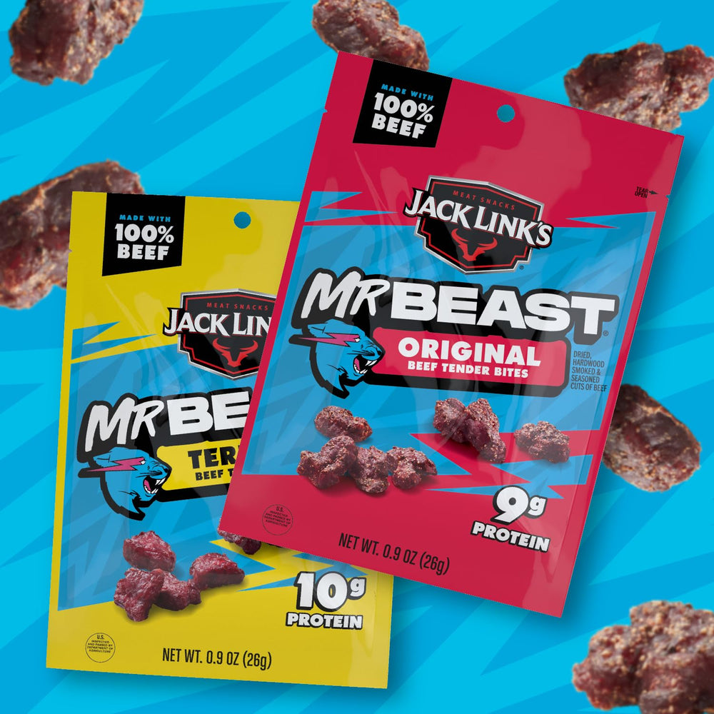 Six-pack display shows Original and Teriyaki flavors for variety.