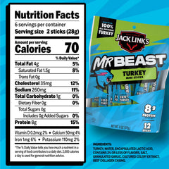 Jack Link's MrBeast Turkey Mini Sticks in a lunchbox providing a convenient protein boost.
