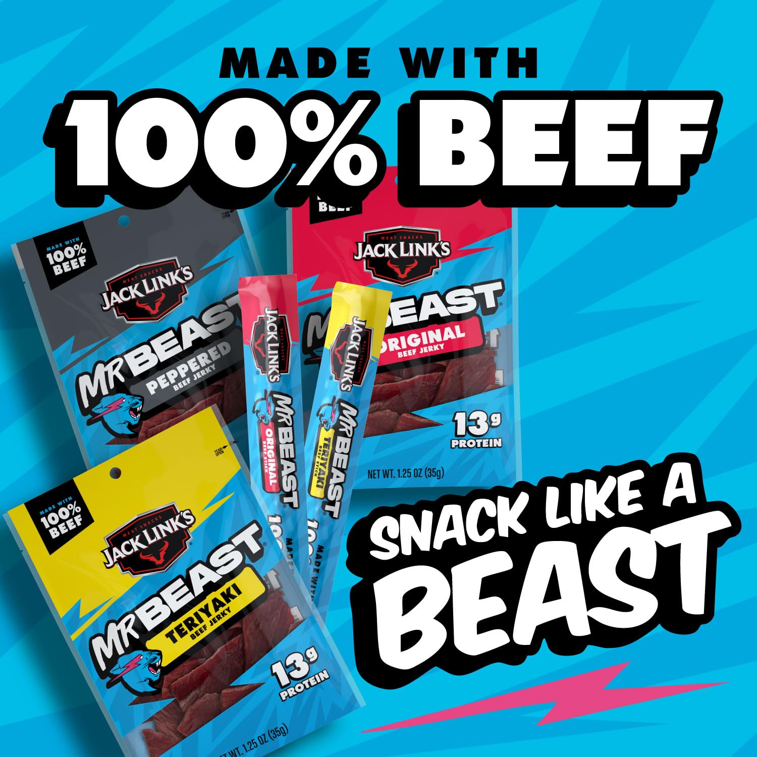 MrBeast edition assorted snacks laid out for a busy afternoon snack.