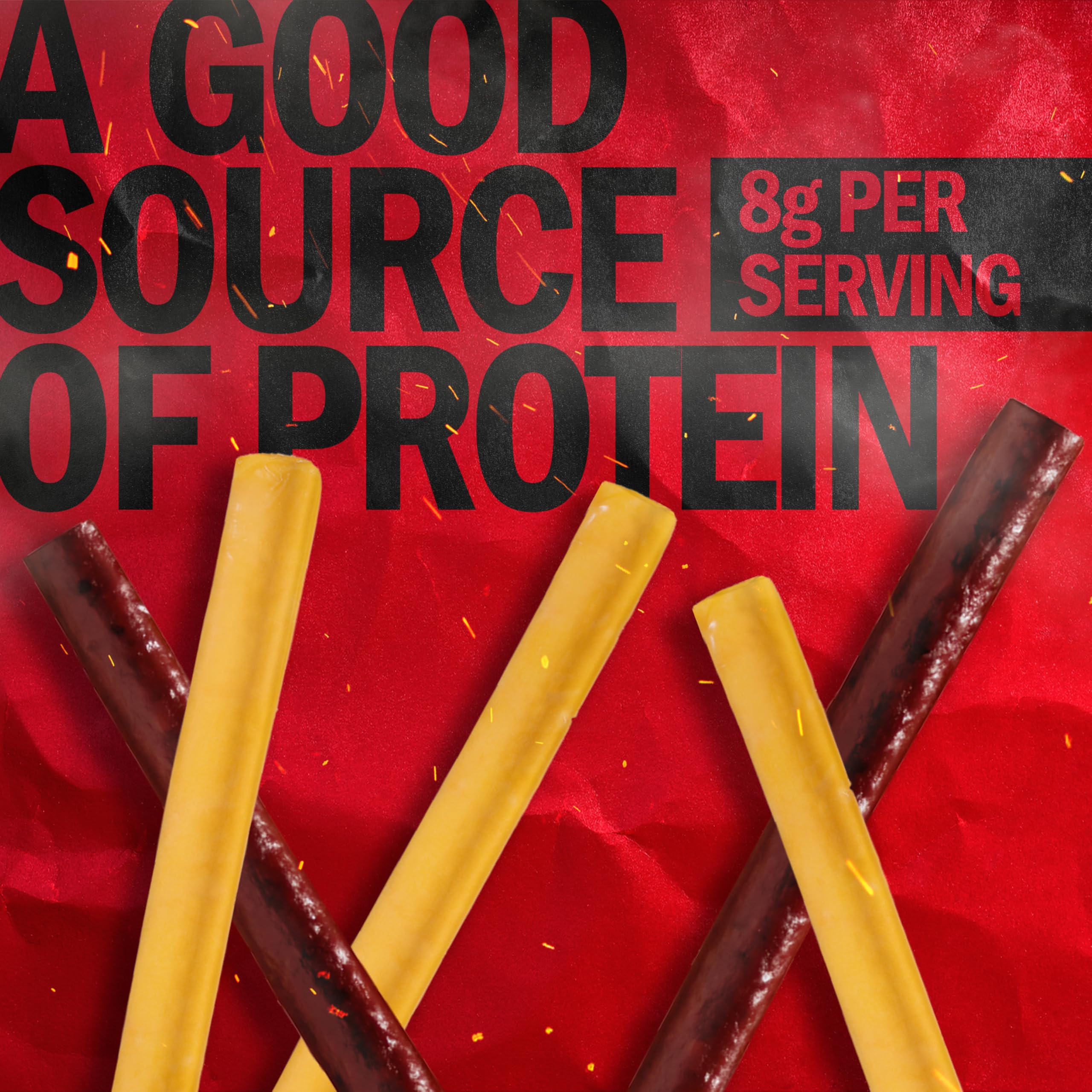 Close-up of Jack Link's beef and cheese ingredients and textures