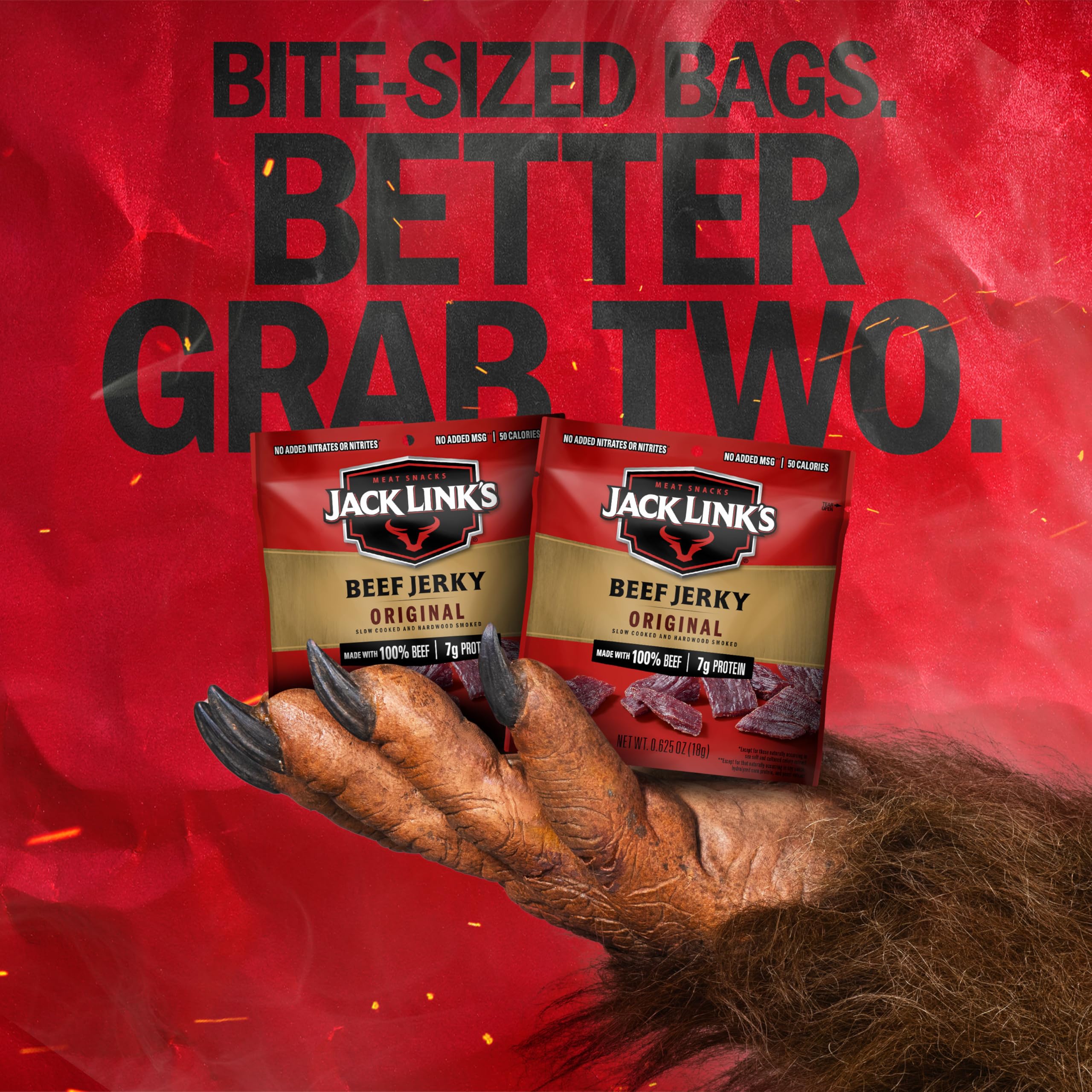 Jack Link's jerky in backpack, portable protein for travel and activities
