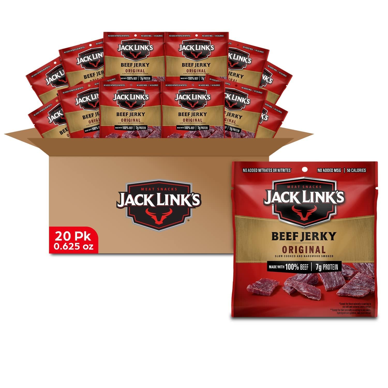 Jack Link's Original Beef Jerky 20-pack packshot for on-the-go protein