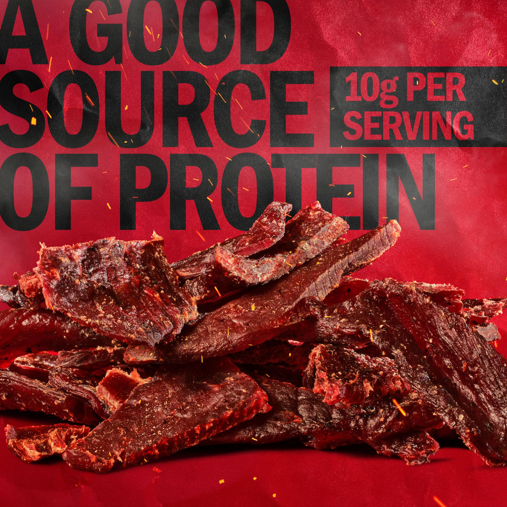 Nutrition panel highlights 10 g protein per serving for Jack Link's Jerky.