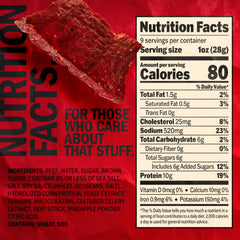 Close-up of Jack Link's jerky texture showing lean beef quality.