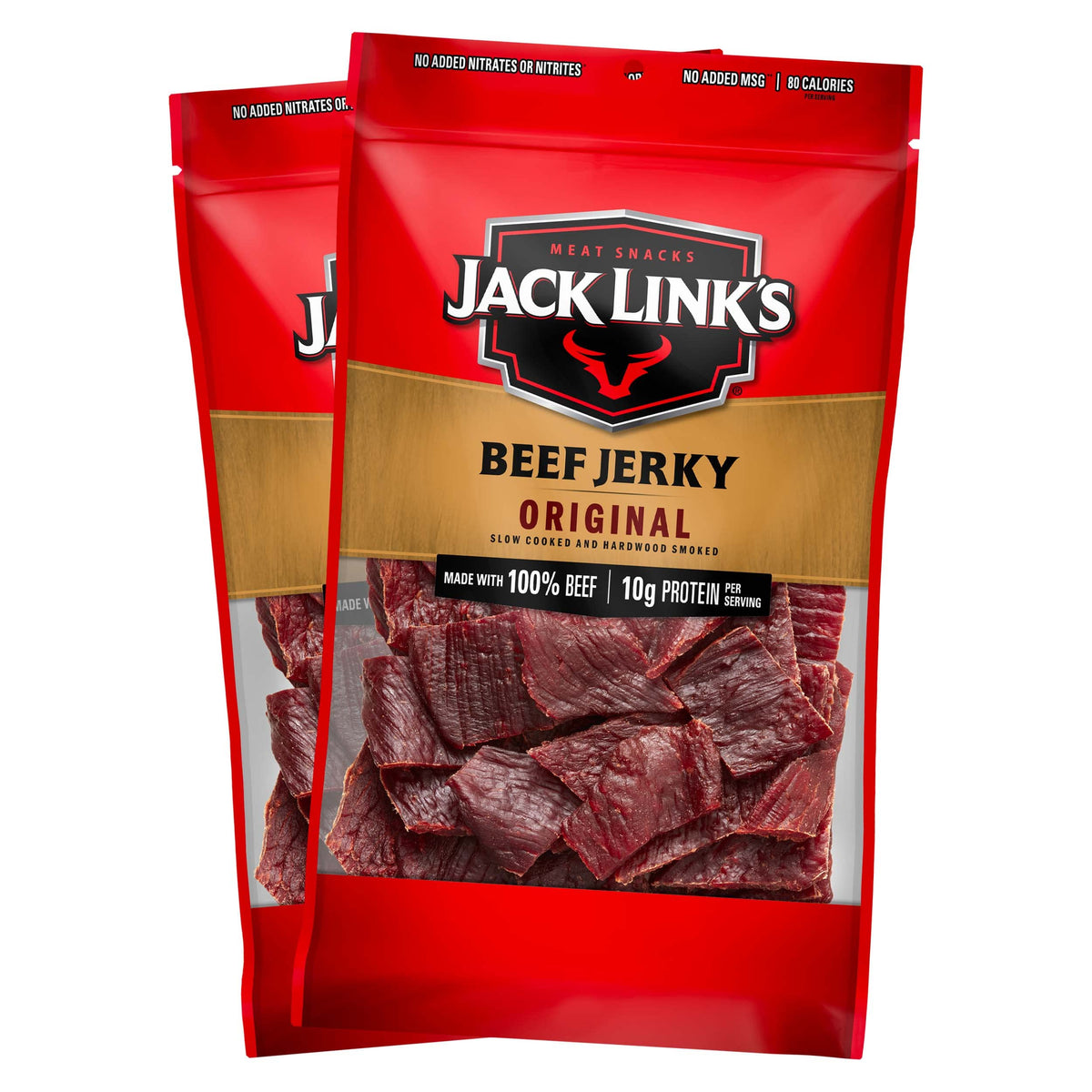 Jack Link's Original Beef Jerky two-pack 9 oz, protein-rich snack on the go.