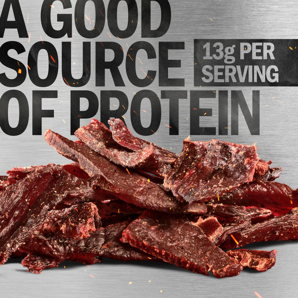 Jack Link's jerky in backpack, on-the-go protein snack.