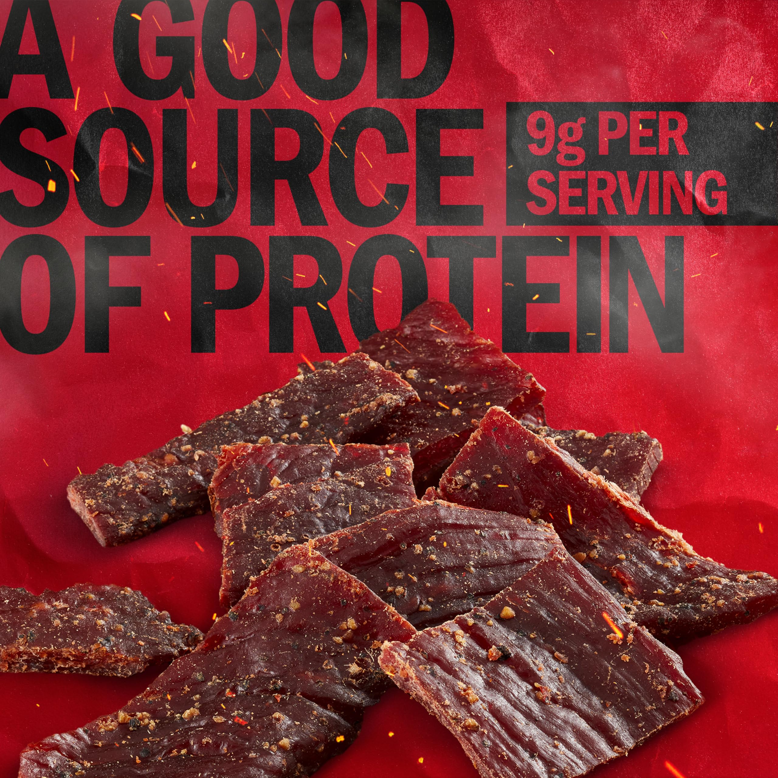Jack Link's Peppered Beef Jerky two-pack on shelf implies value for families.