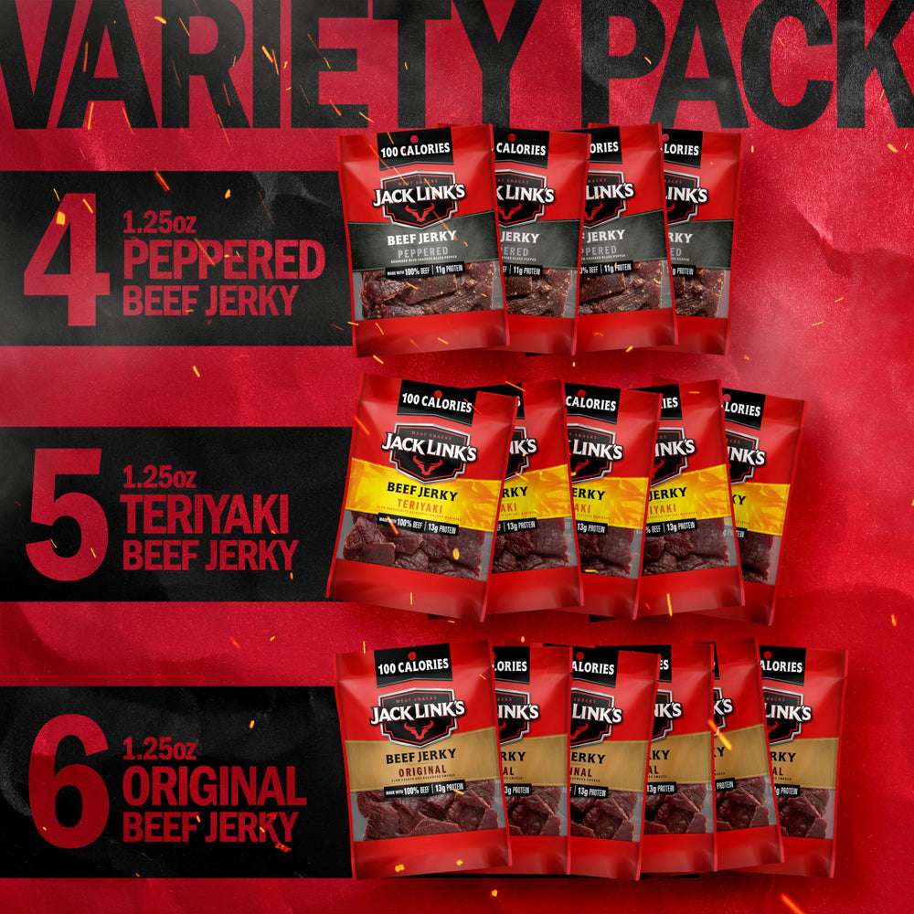 Jack Link's portable snack packs, ideal for backpacks and travel.