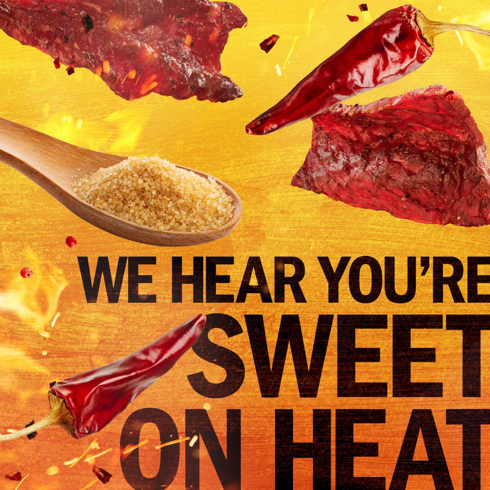 Visual emphasizes hardwood smoke aroma enhancing the beef jerky.