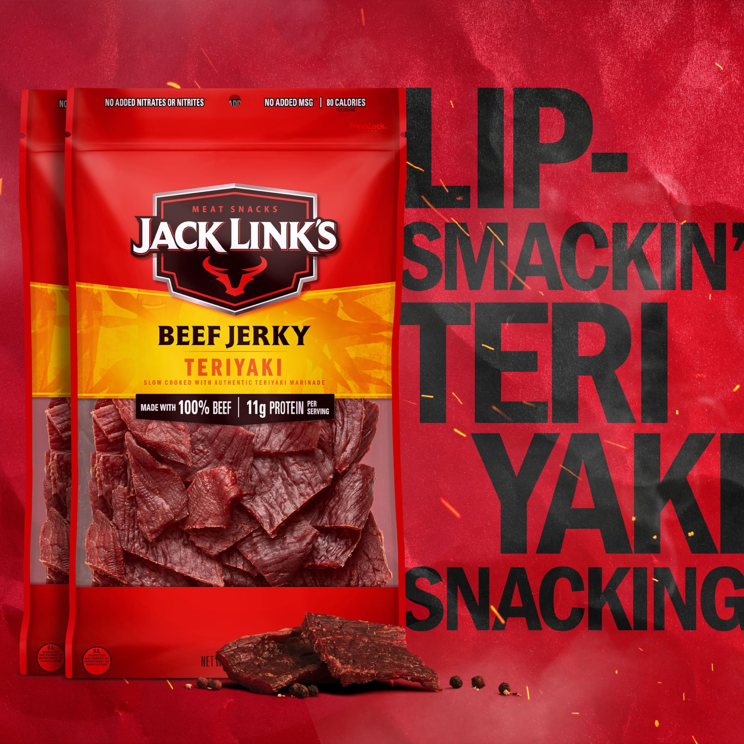 Lean 100% beef cuts used in Jack Link's Teriyaki Jerky.