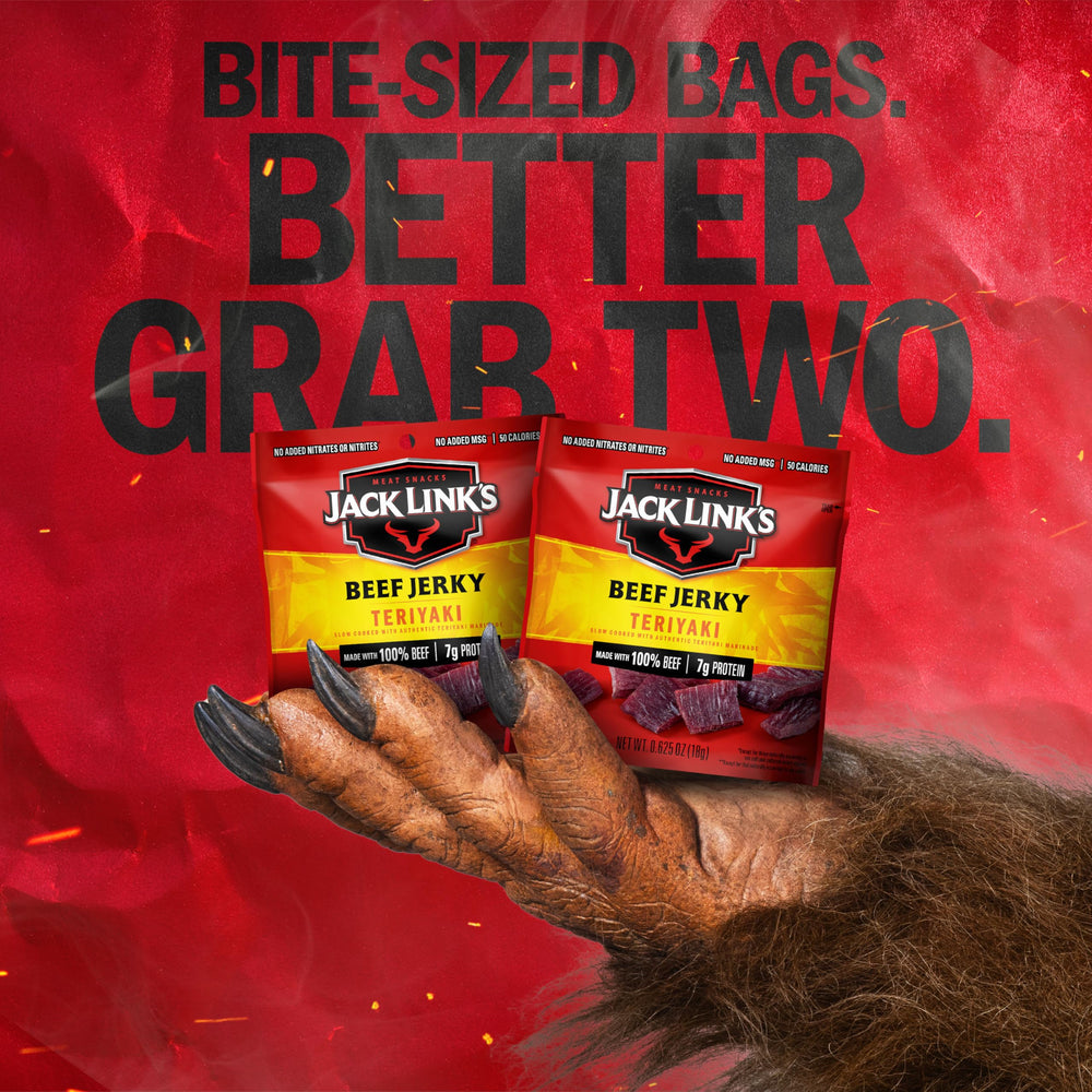 Lunchbox-ready Jerky bag from Jack Link's, ideal for school or work snacks.