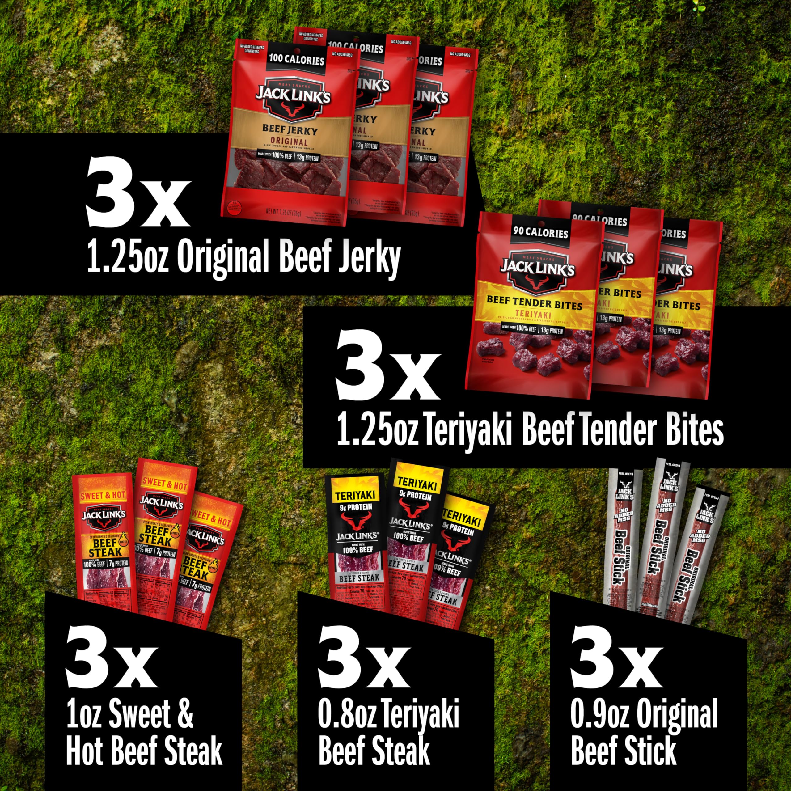 Jack Link's Teriyaki Beef Steaks feature savory glaze.