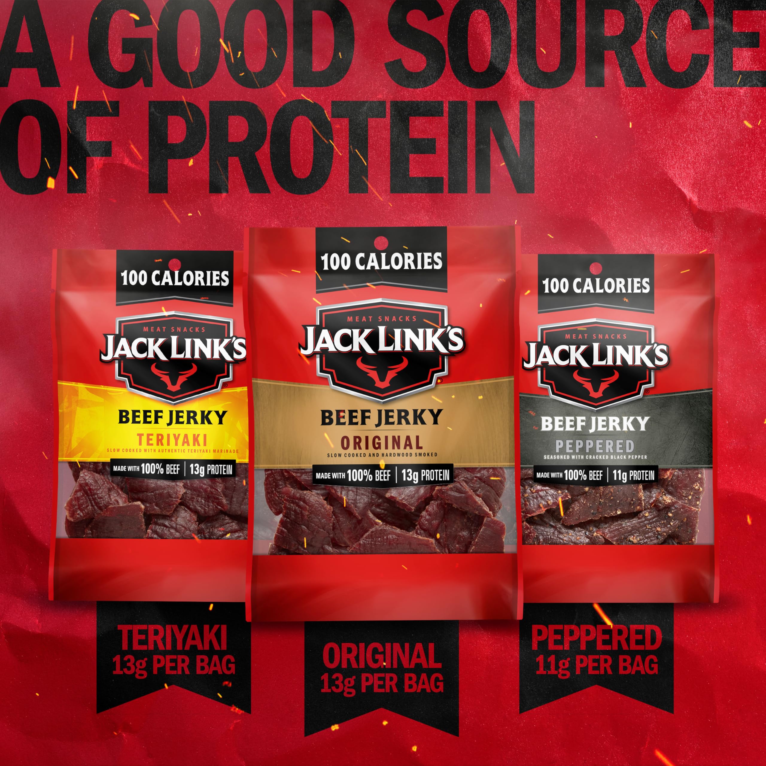 Jack Link's variety-pack 15 bags, shelf-stable snacks for busy days.