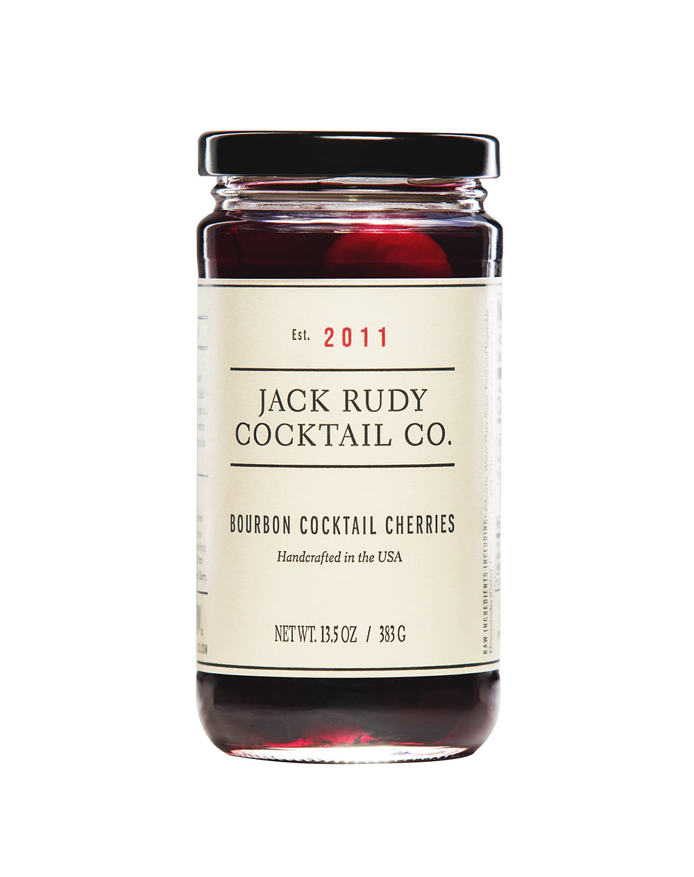Jack Rudy Cherries Bourbon Barrel Aged jar as premium cocktail garnish