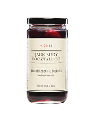 Jack Rudy Cherries Bourbon Barrel Aged jar as premium cocktail garnish