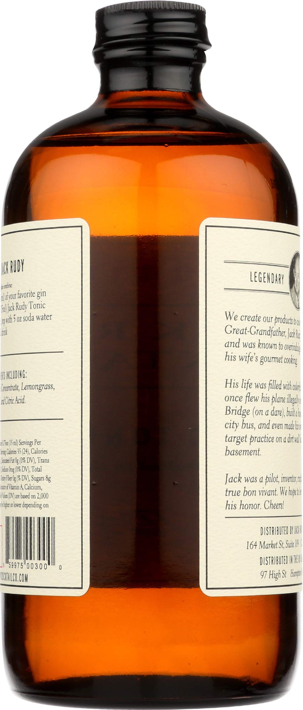 Jack Rudy tonic closeup shows quinine and botanicals for layered flavors