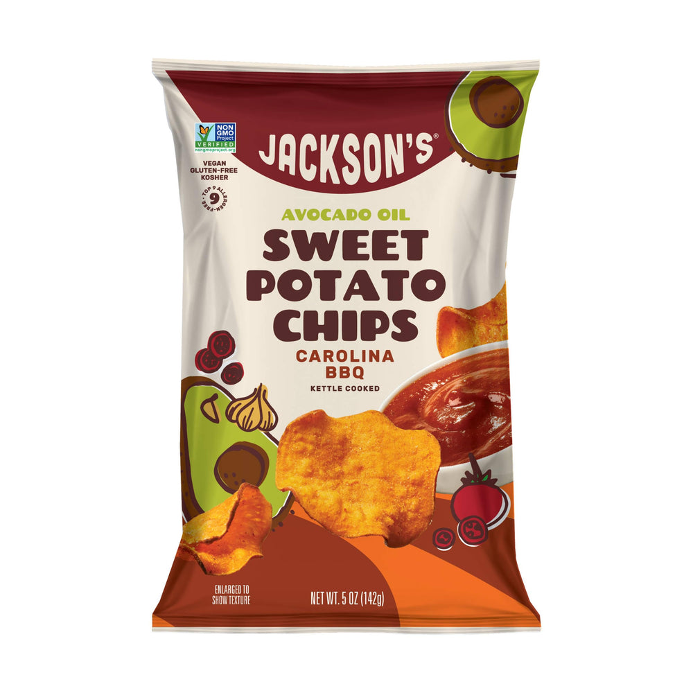 Jacksons Chips Sweet Pot Carolina BBQ bag—crispy, savory snack for on-the-go.