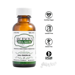 Jackson's Kali Sulph 6X bottle side view on clean counter