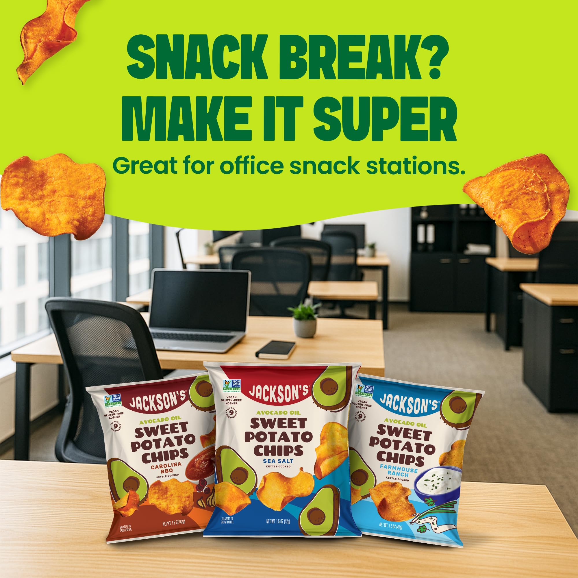 Jackson’s premium oils and organic sweet potatoes define quality snacking.