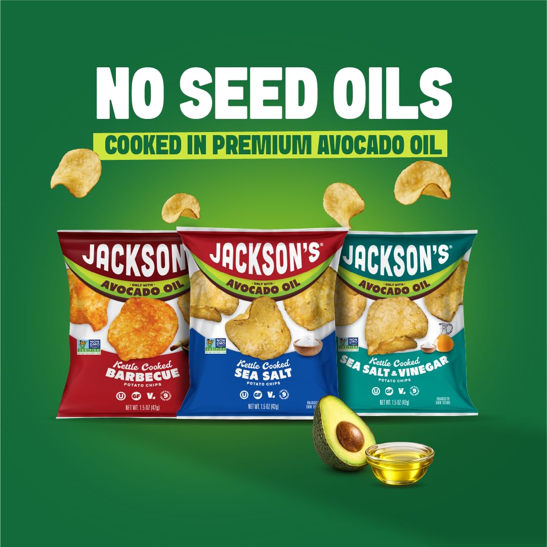 Jackson's Salt & Vinegar chips—tangy, crunchy snack ideal for lunch.