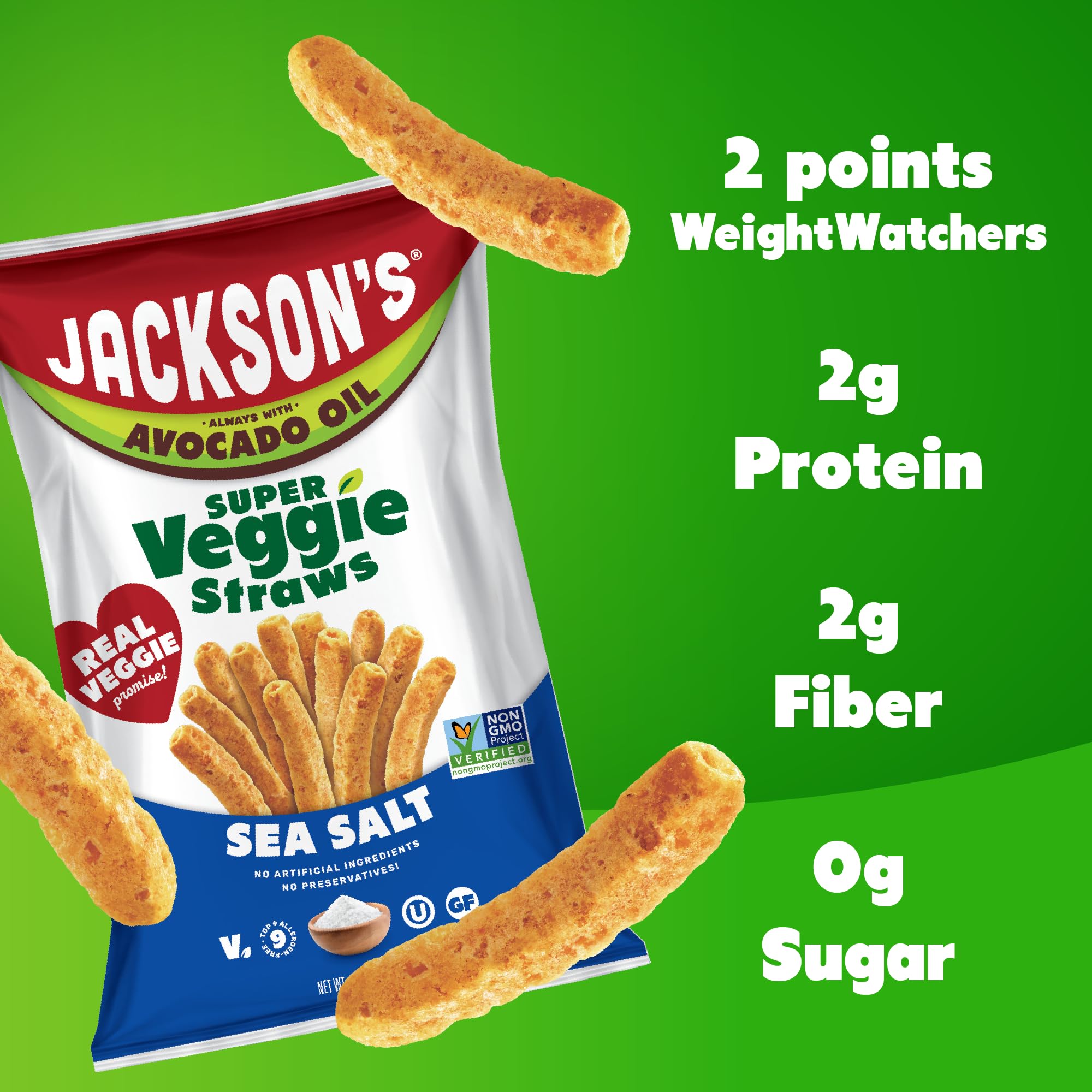 Jackson's snacks on the go photo highlights portable portion-controlled sea salt crunch.