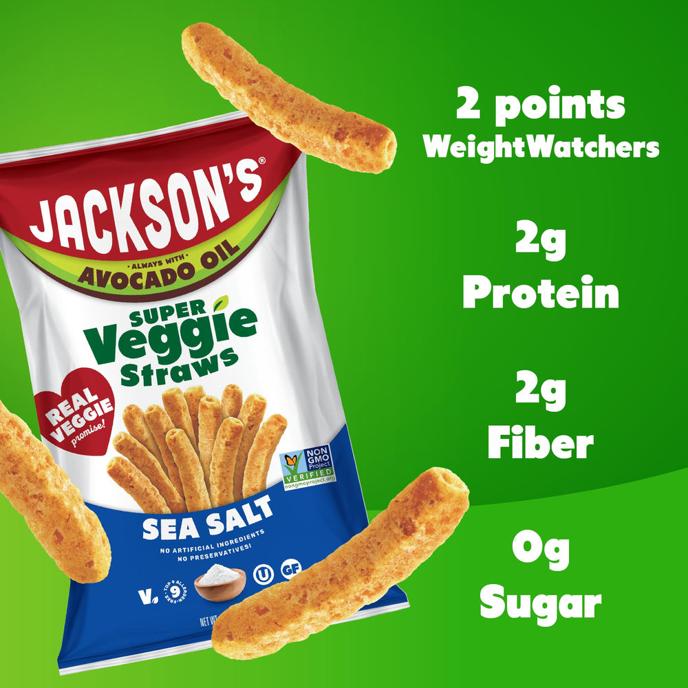 Jackson's snacks on the go photo highlights portable portion-controlled sea salt crunch.