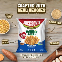 Jackson’s Veggie Straws ingredient blend image shows plant-based goodness.