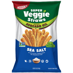 Jackson's Super Veggie Straws Sea Salt pack showcases a craveable gluten-free lunchbox snack
