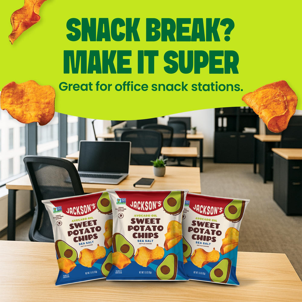 Allergen friendly, vegan and paleo compatible Jackson’s chips for snacking.