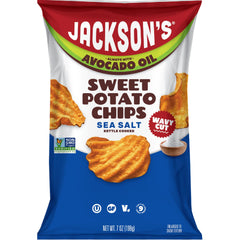 Jackson's Wavy Sea Salt Sweet Potato Chips pack for on-the-go snacking with sea salt flavor.