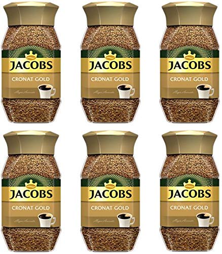 Jacobs Cronat Gold instant coffee jar for convenient, quick morning brews.