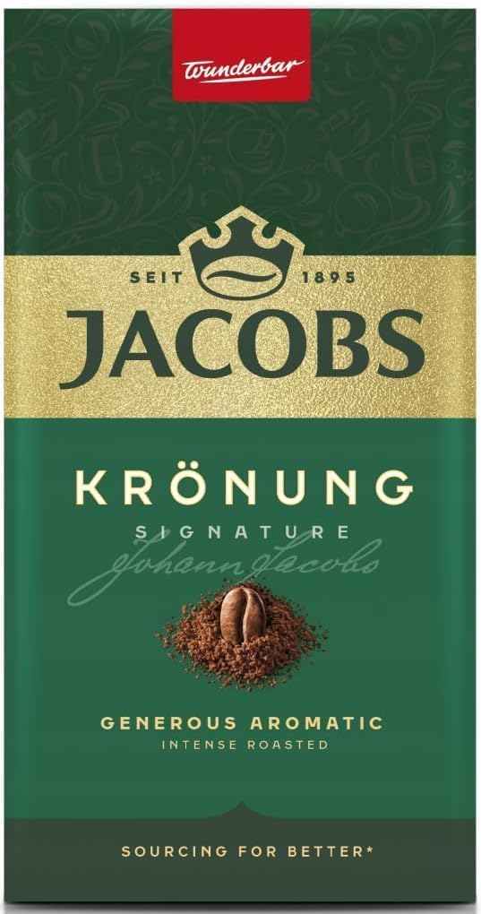 Jacobs Kronung ground coffee four-pack aroma release through sealed pouches