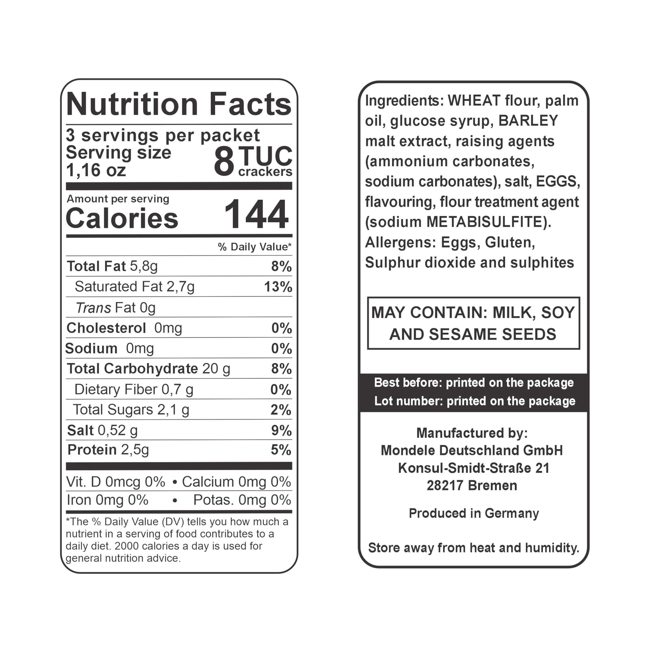 Jacobs Tuc Snack Crackers Original crackers on plate ideal for dipping