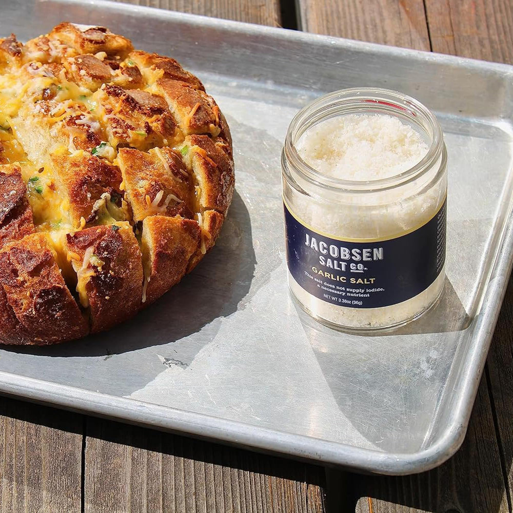 Jacobsen Garlic Salt Netarts Bay origin with crystal texture.