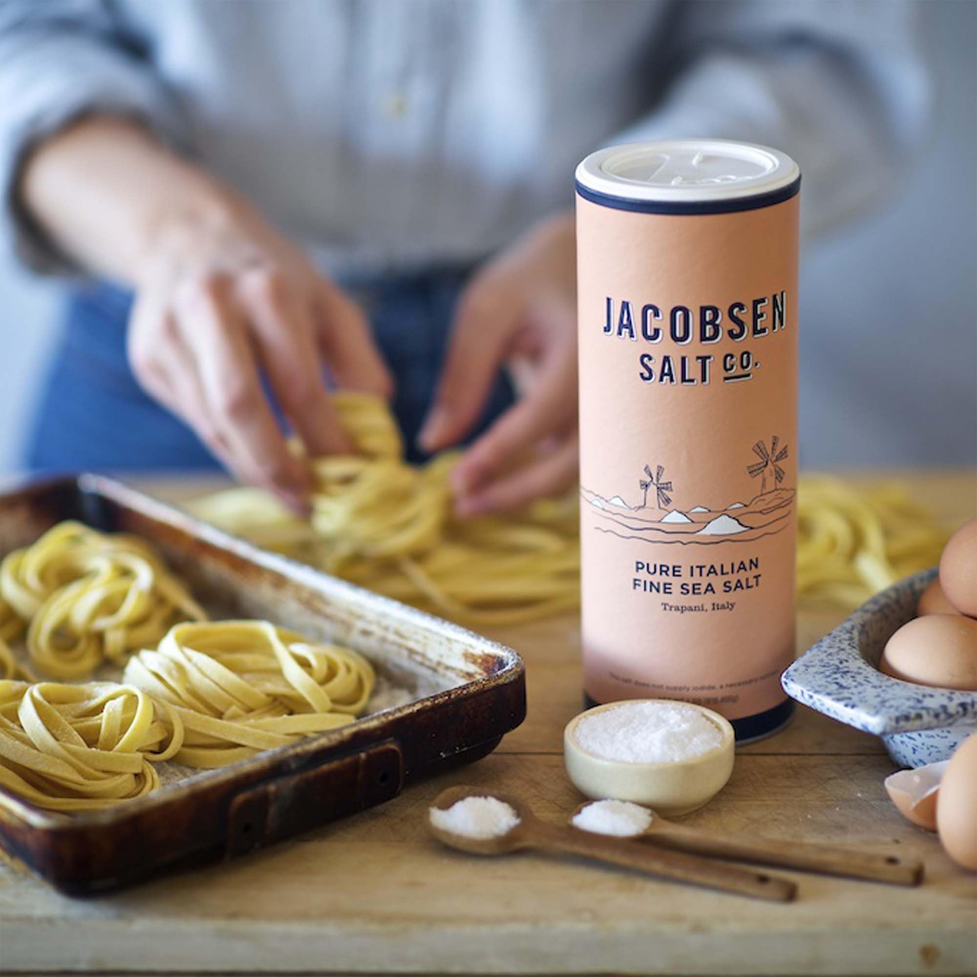 Jacobsen Salt Co. Gourmet seasoning close-up showing how sea salt elevates dishes.