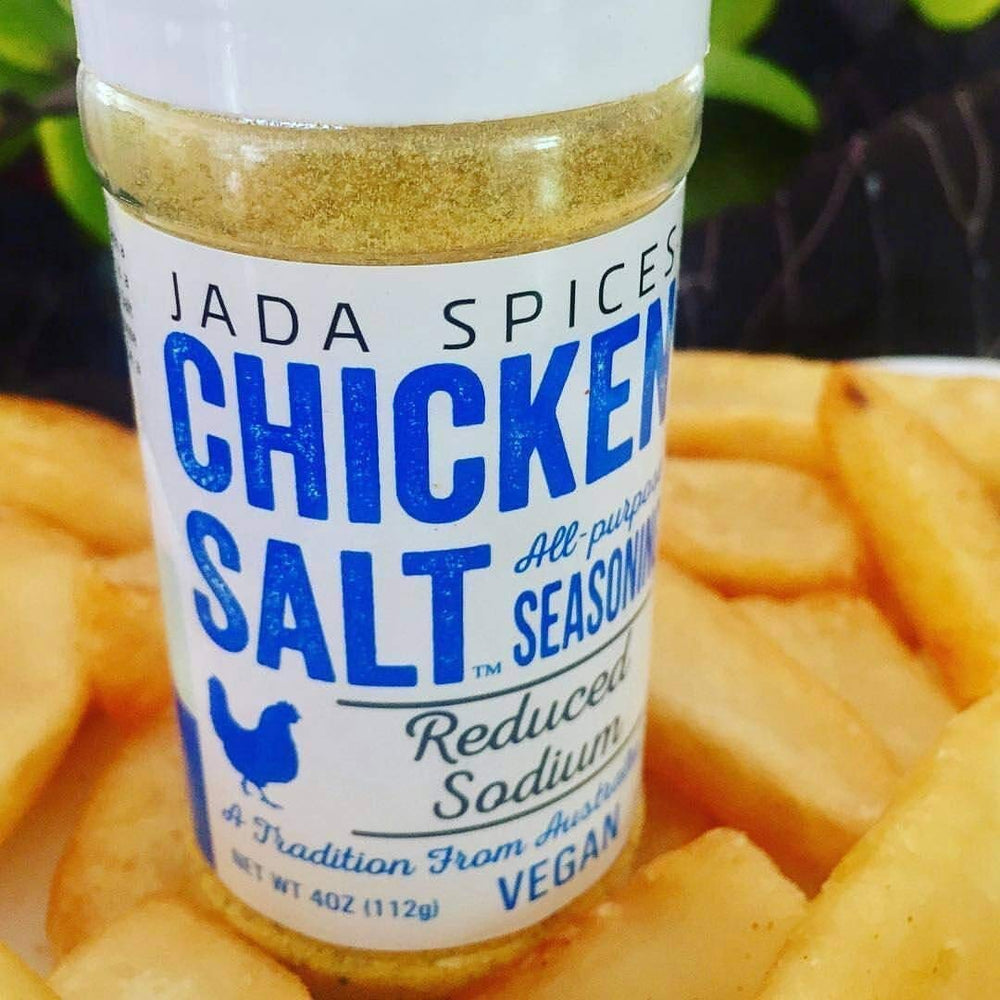 JADA Spices Chicken Salt tin with lid open for easy seasoning.