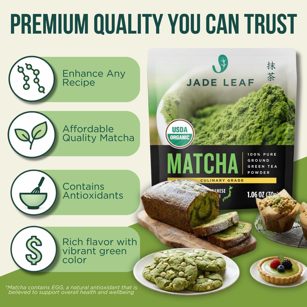 Creamy Jade Leaf Matcha latte poured into a cup