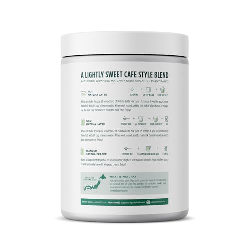 Jade Leaf latte mix scoop and pour setup for quick, convenient beverage prep.